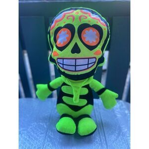 Classic Toy Co. Day Of The Dead Sugar Skull Plush Green orange 12”